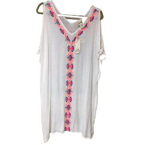 Sand & Spirit‎ Womens Dress Cover Up L Gauze NWT Embroider Fairy Aztec Southwest